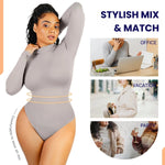 Turtleneck Long-Sleeve Shaping Bodysuit - Vignette | Mindrella