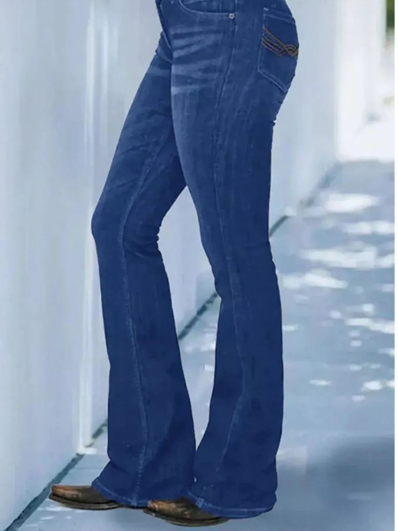 Full Size Wash Flare Jeans with Pockets Plus Size - Mindrella