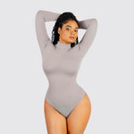 Turtleneck Long-Sleeve Shaping Bodysuit - Vignette | Mindrella