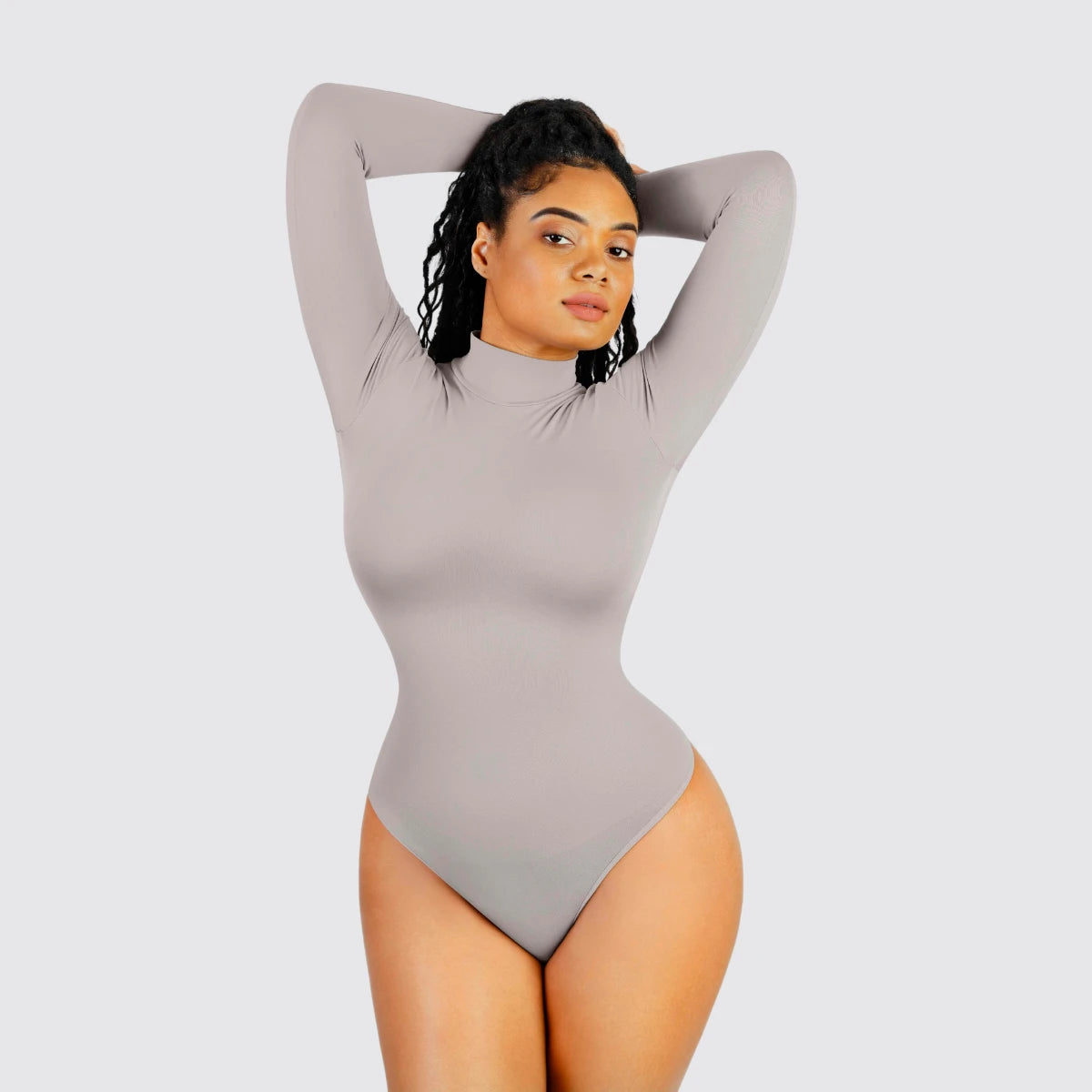 Turtleneck Long-Sleeve Shaping Bodysuit - Mindrella