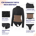 Turtleneck Long-Sleeve Shaping Bodysuit - Vignette | Mindrella