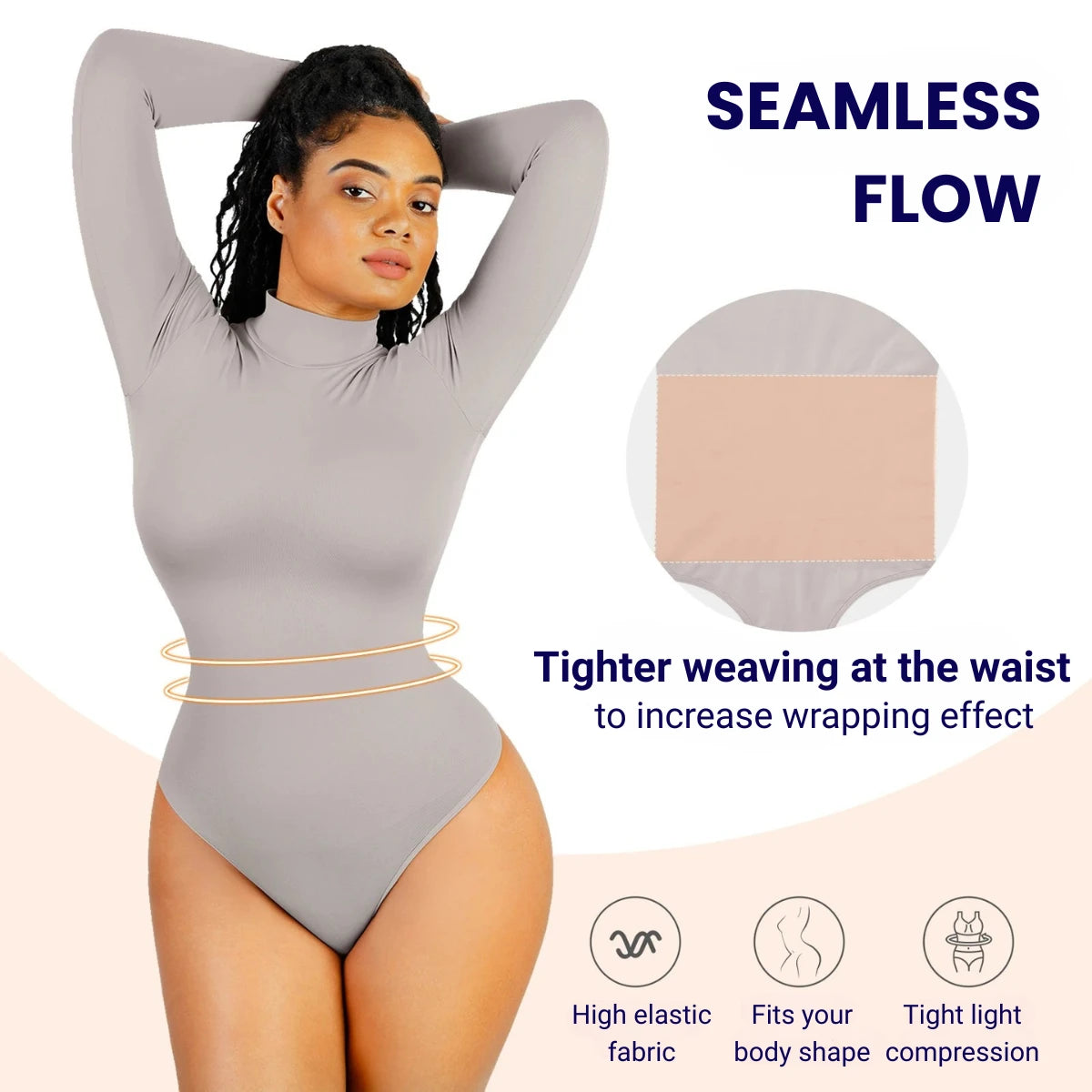 Turtleneck Long-Sleeve Shaping Bodysuit - Mindrella