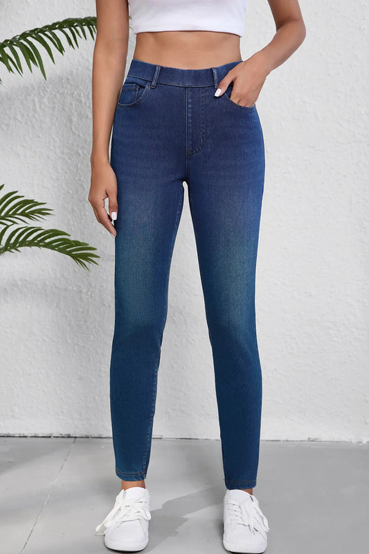 High Waist Skinny Jeans with Pockets - Mindrella