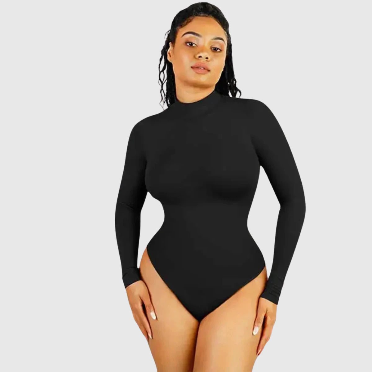 Turtleneck Long-Sleeve Shaping Bodysuit - Mindrella
