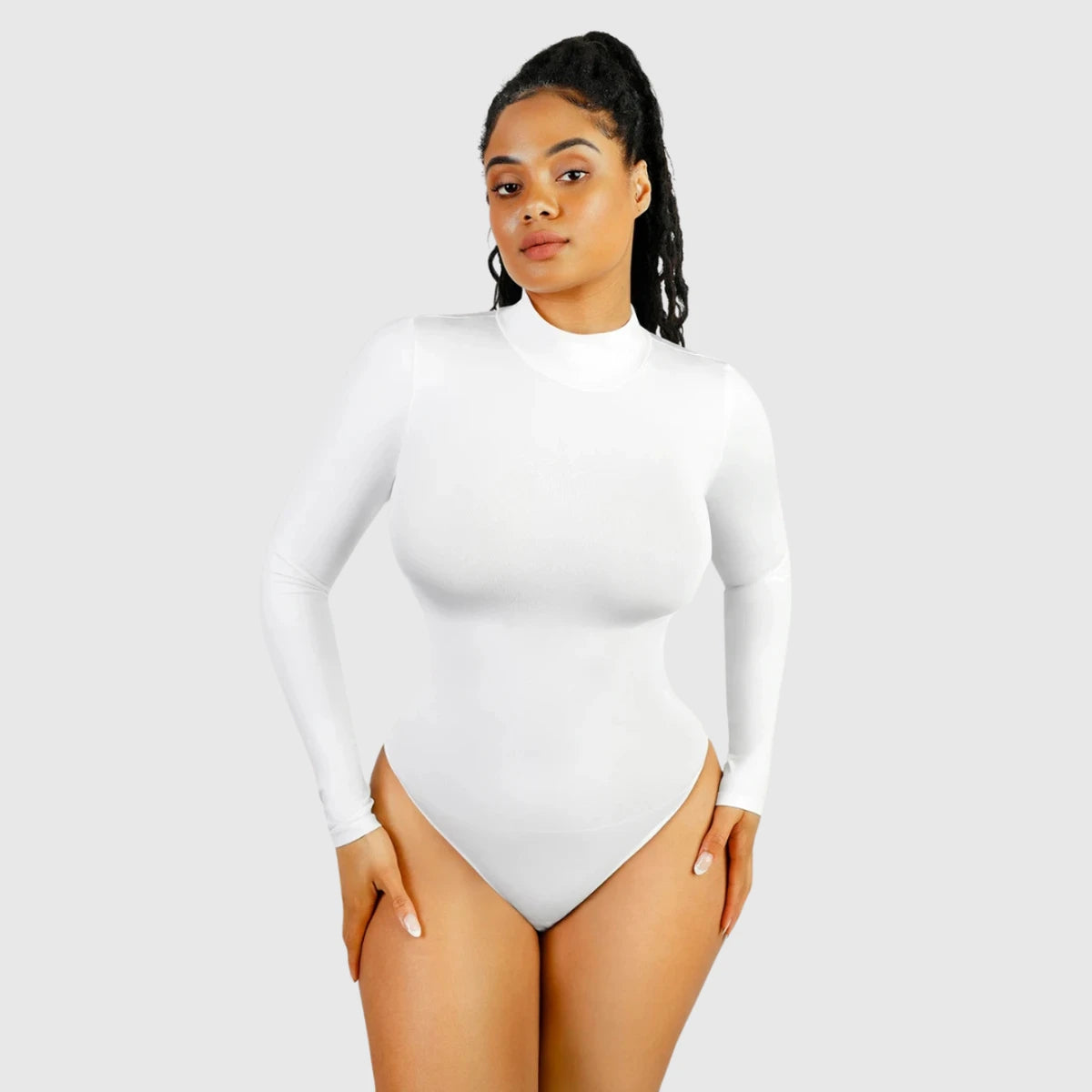 Turtleneck Long-Sleeve Shaping Bodysuit - Mindrella