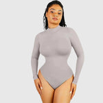 Turtleneck Long-Sleeve Shaping Bodysuit - Vignette | Mindrella