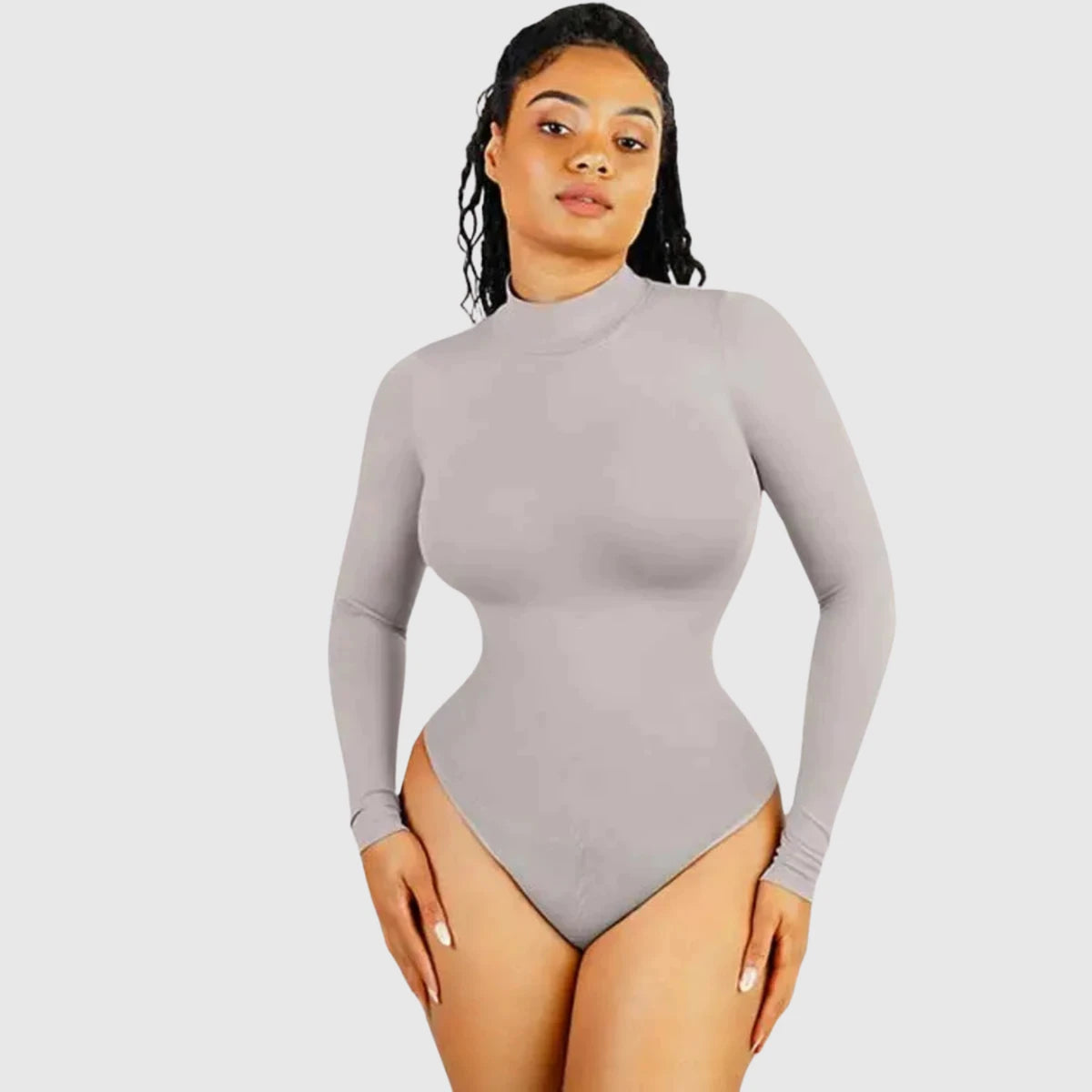Turtleneck Long-Sleeve Shaping Bodysuit - Mindrella