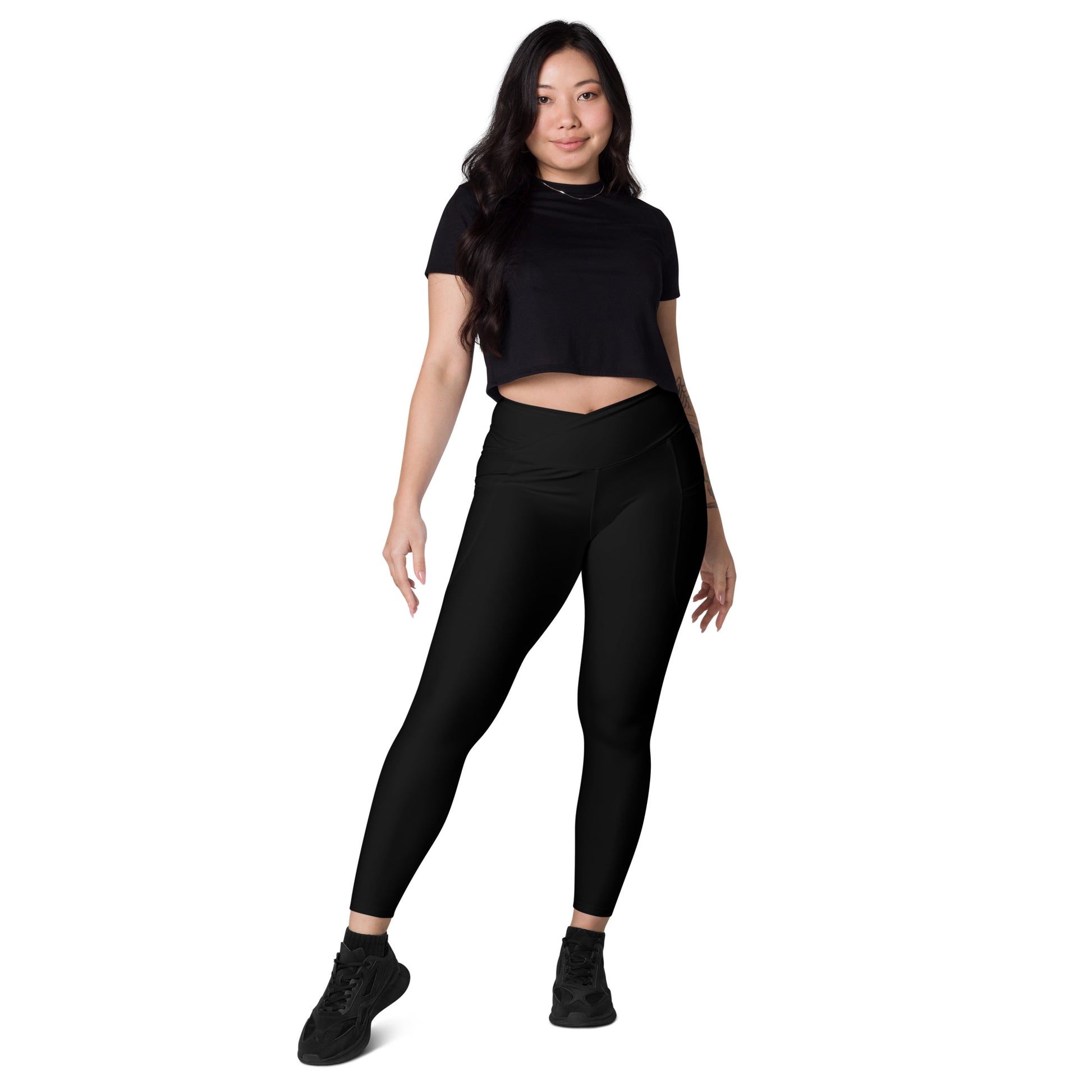 Crossover leggings with pockets Mindrella Black - Mindrella