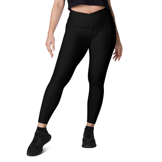Crossover leggings with pockets Mindrella Black - Mindrella