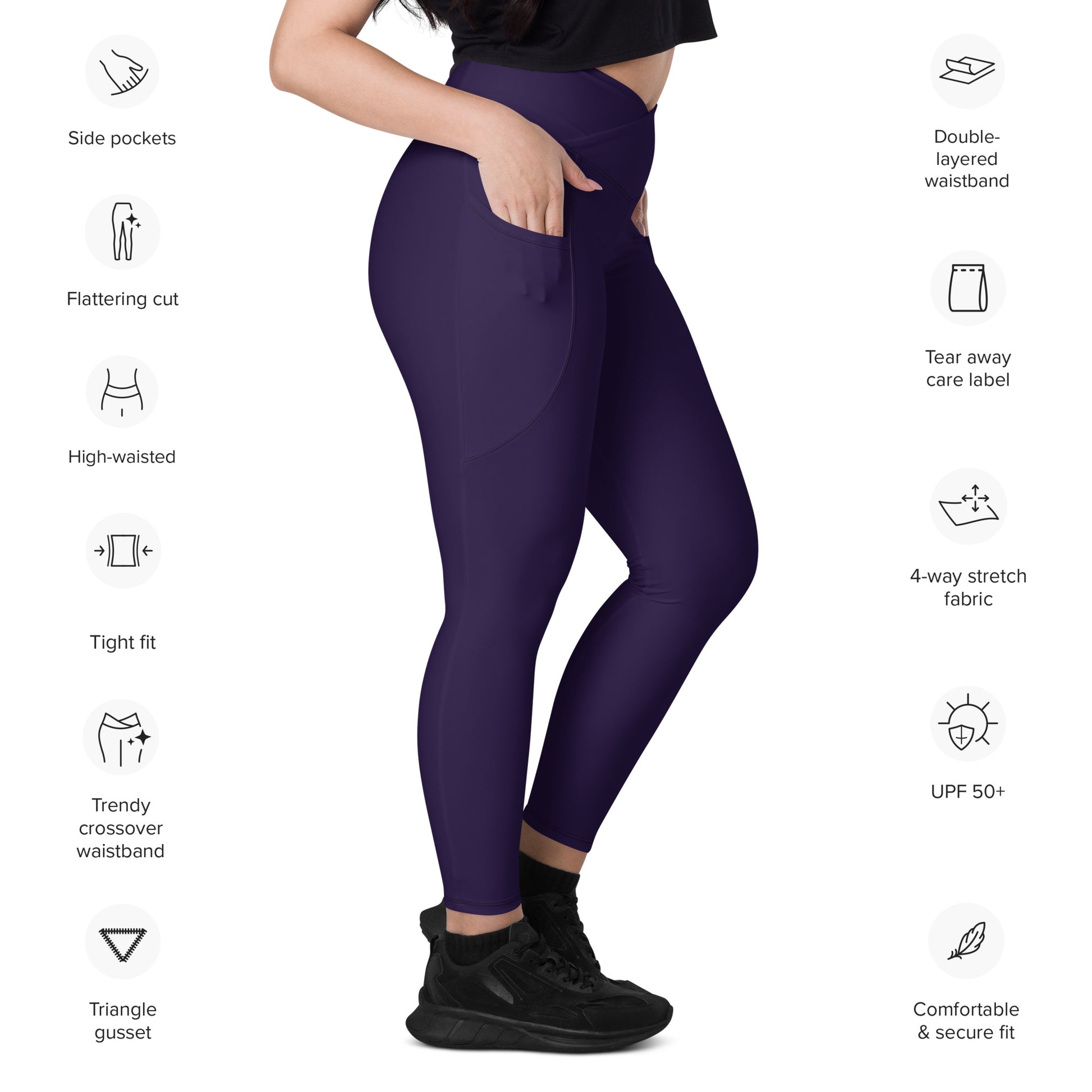 Crossover leggings with pockets Mindrella purple - Mindrella