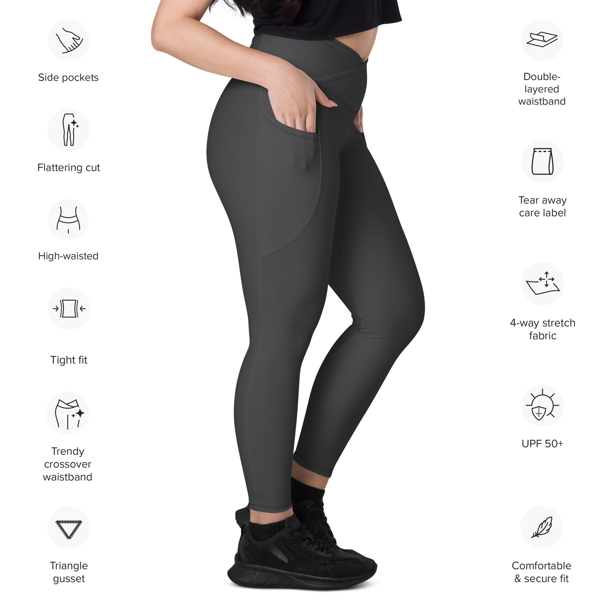 Crossover leggings with pockets Mindrella Volcanic Ash - Mindrella