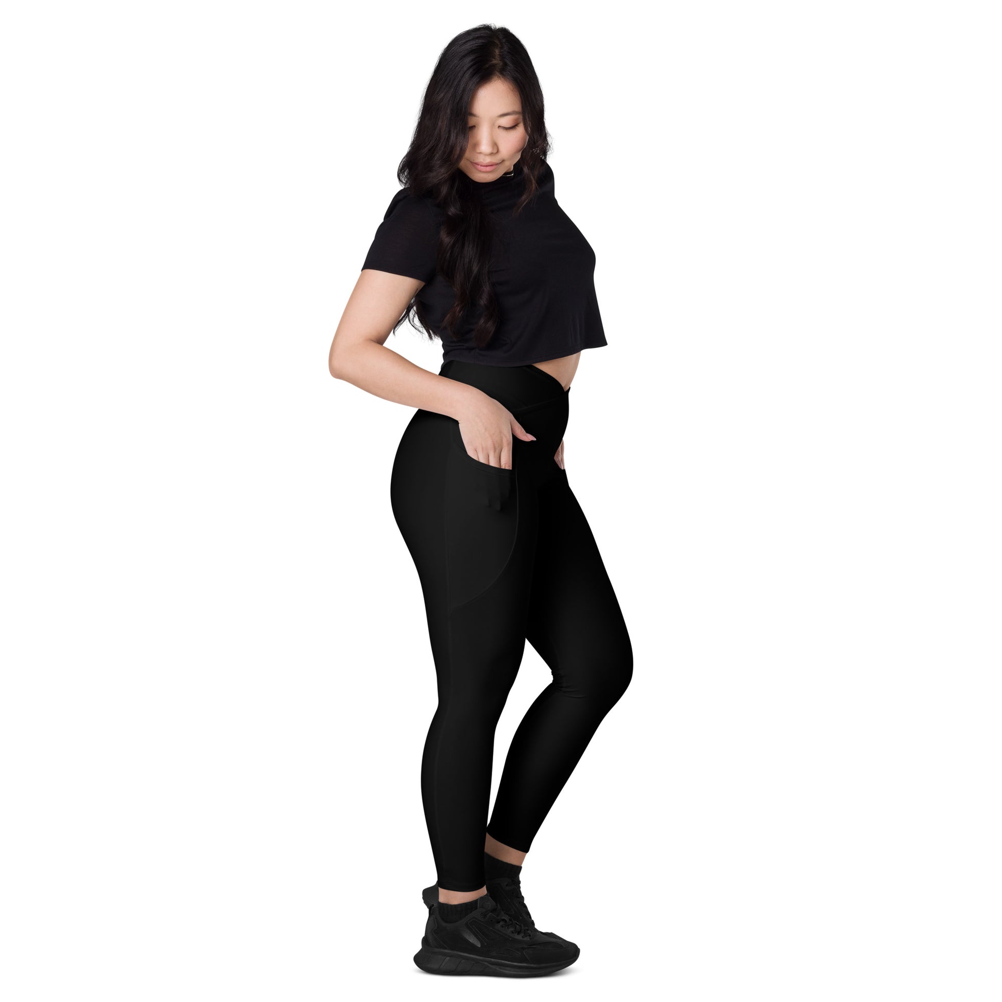 Crossover leggings with pockets Mindrella Black - Mindrella