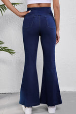 Asymmetric Waist Flare Jeans - Vignette | Mindrella