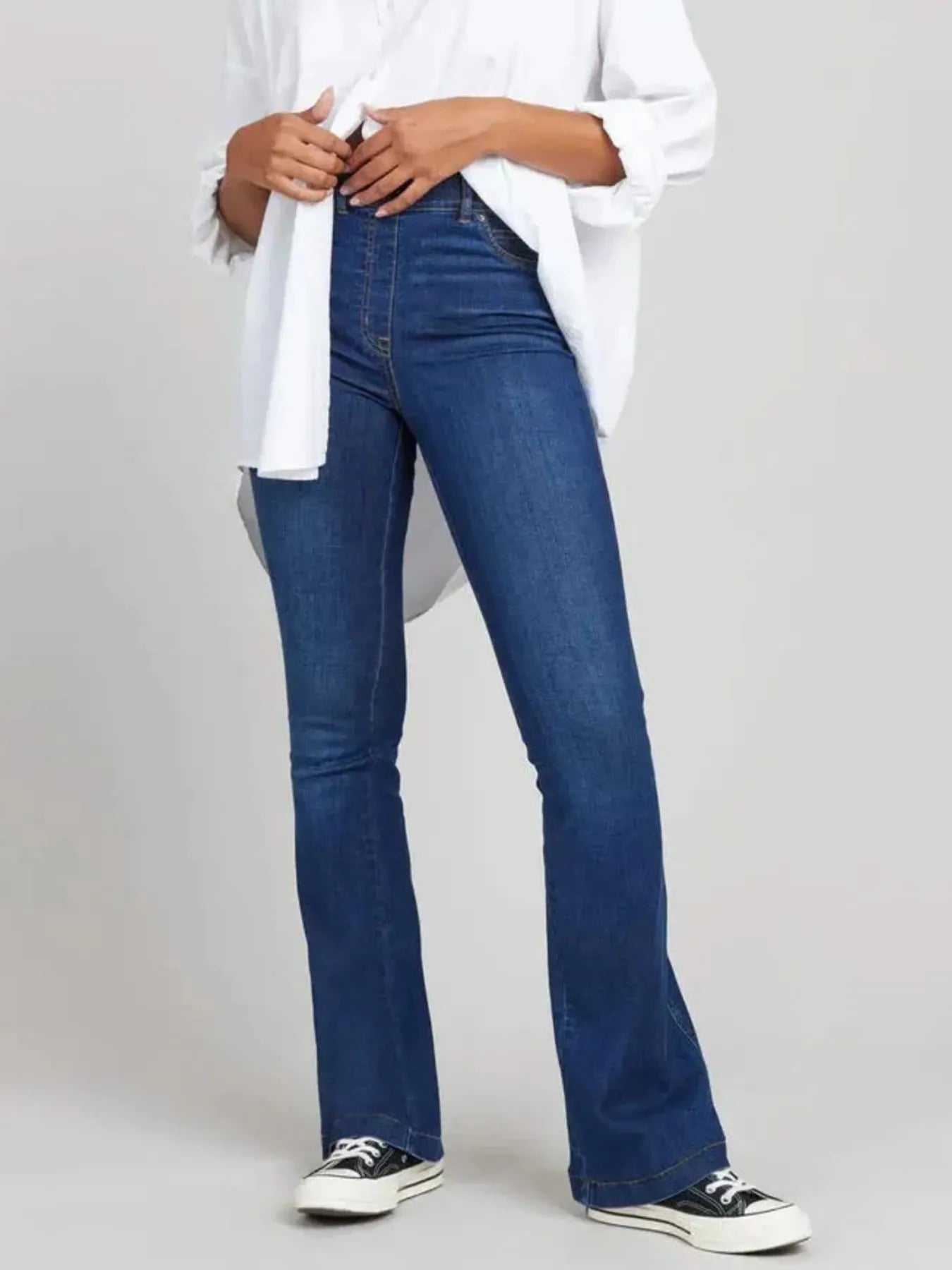 Full Size High-Waisted Flare Jeans Plus Size - Mindrella