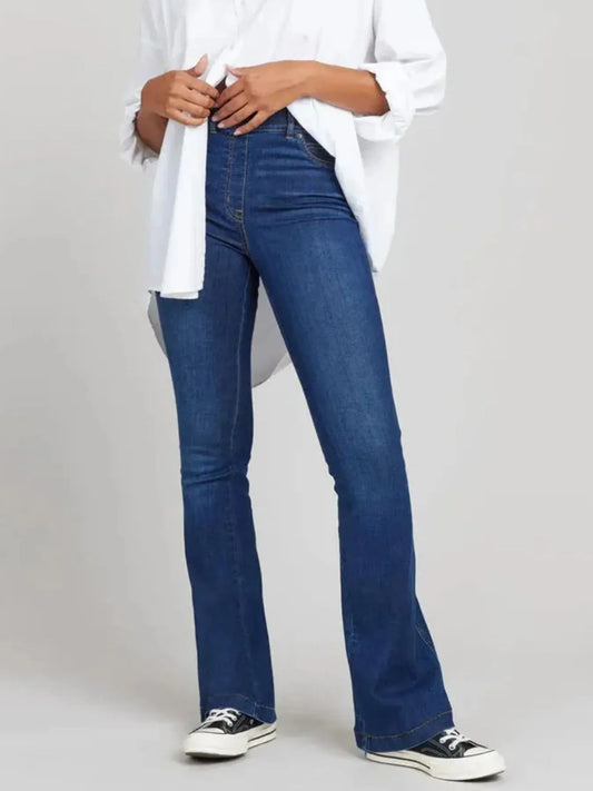 Full Size High-Waisted Flare Jeans Plus Size - Mindrella