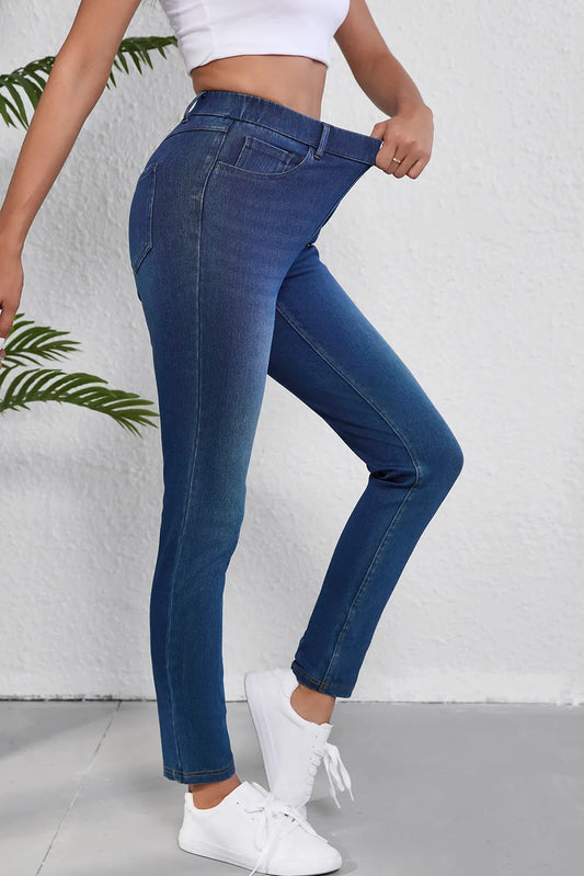 High Waist Skinny Jeans with Pockets - Mindrella