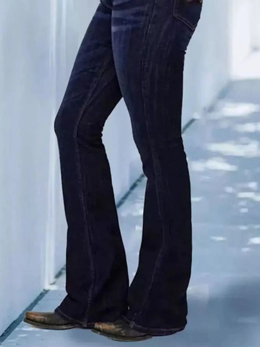 Full Size Wash Flare Jeans with Pockets Plus Size - Mindrella