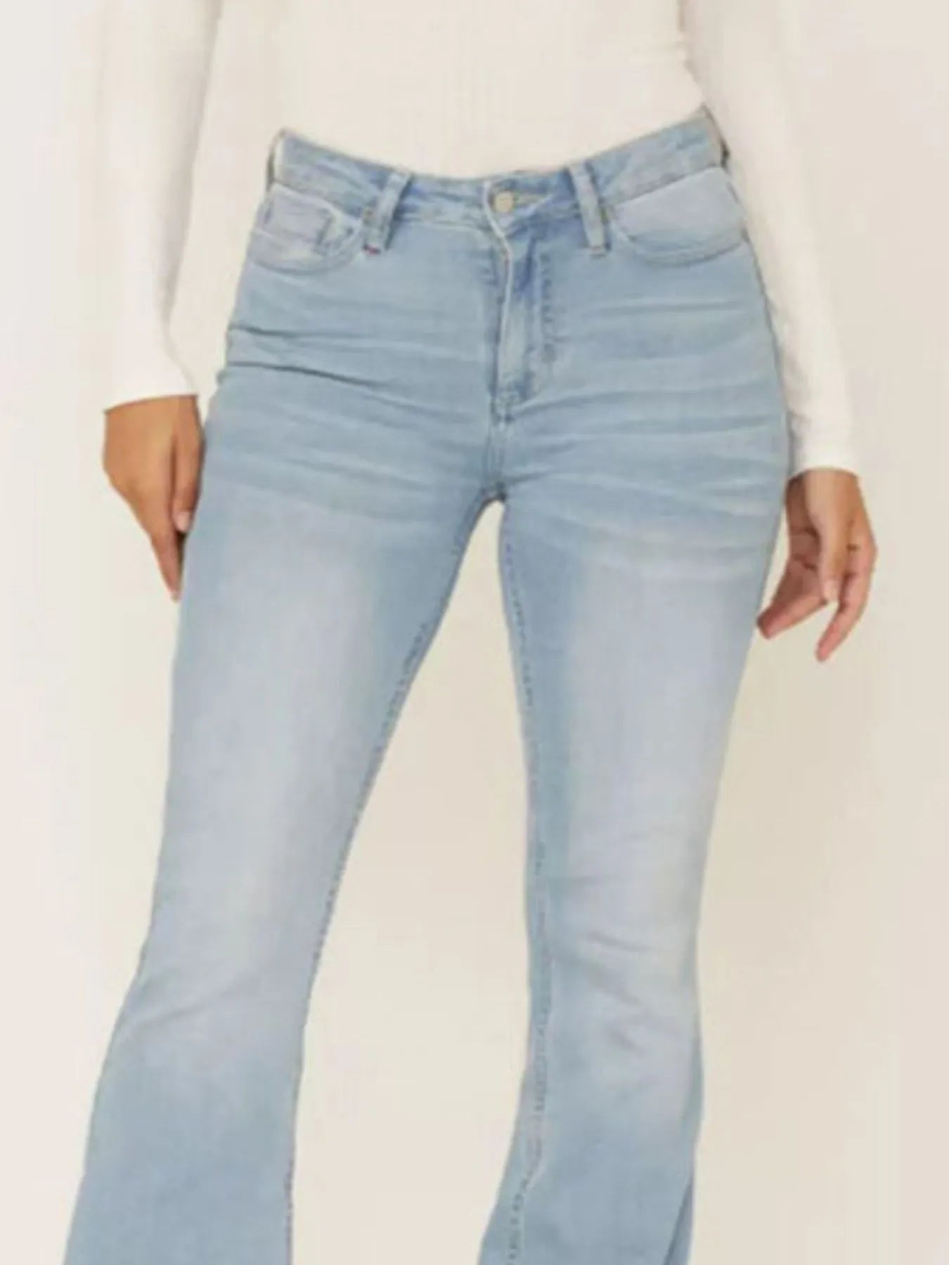 Full Size Wash Flare Jeans with Pockets Plus Size - Mindrella